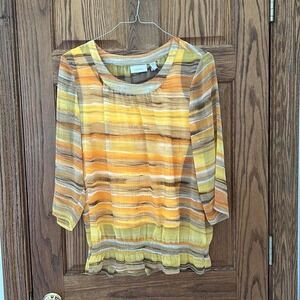 Chicos sheer Sunset colors tunic top (L) with orange tank top (M)